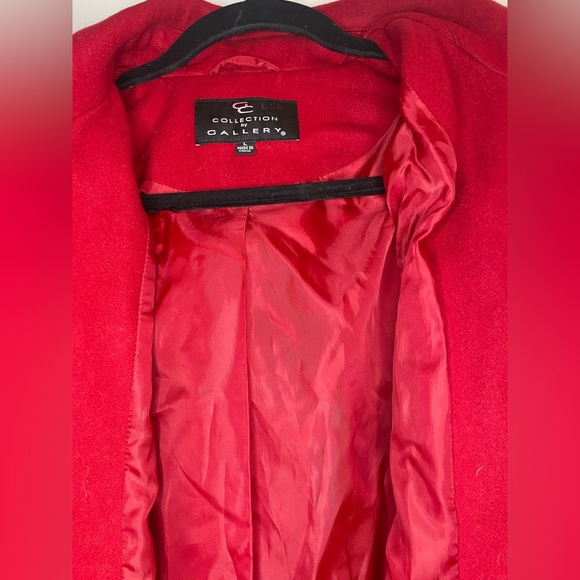 Women’s collection by Gallery wool blend red coat w/detachable hood & pockets - Picture 6 of 7